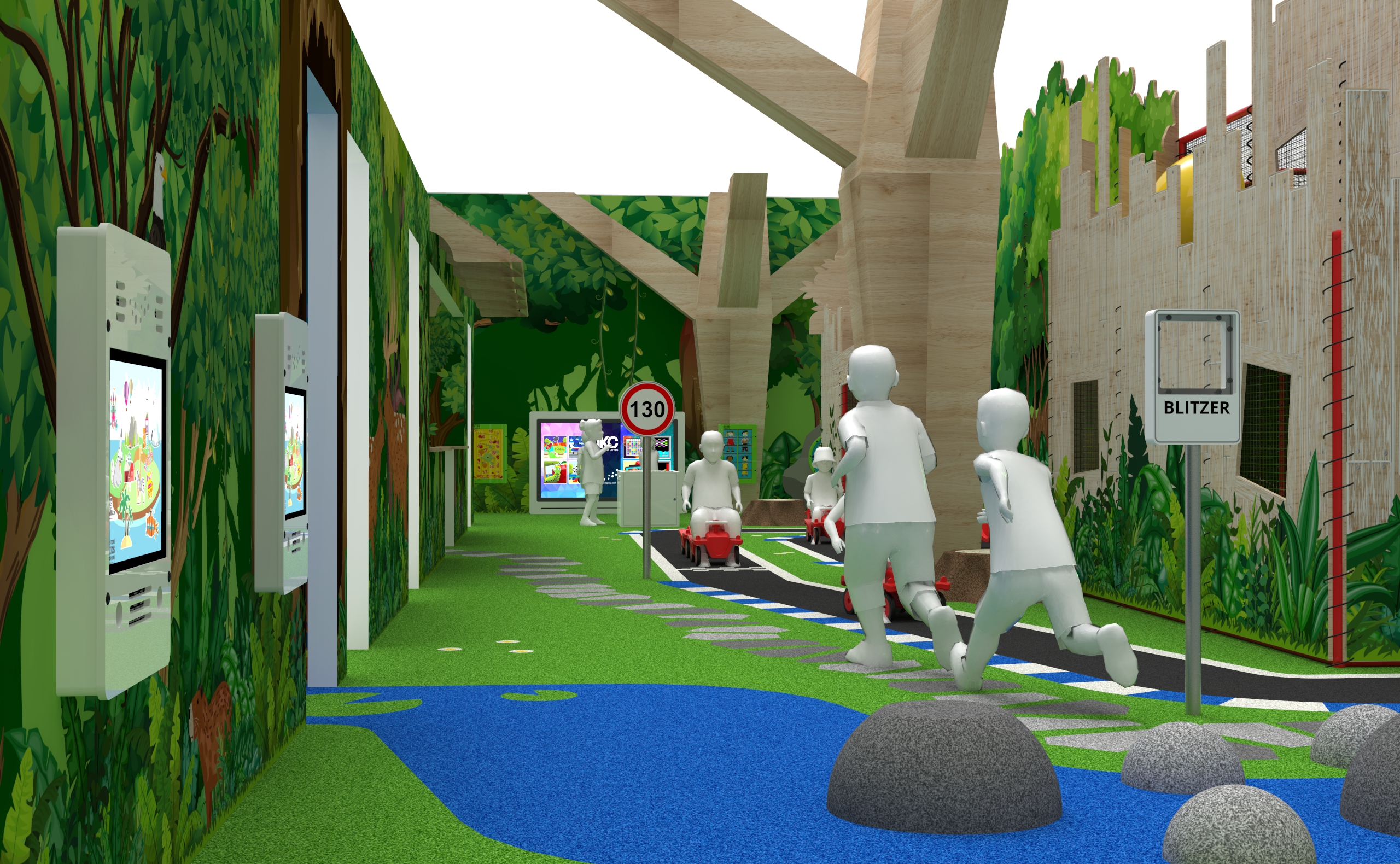 Σχεδιασμός παιδικής γωνιάς με διαδραστικά συστήματα παιχνιδιού και δάπεδο παιχνιδιού EPDM
