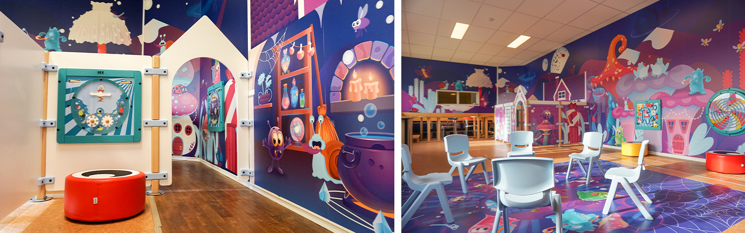 Kinderopvang speelruimte met heksenthema Kinderopvang speelruimte met heksenthema